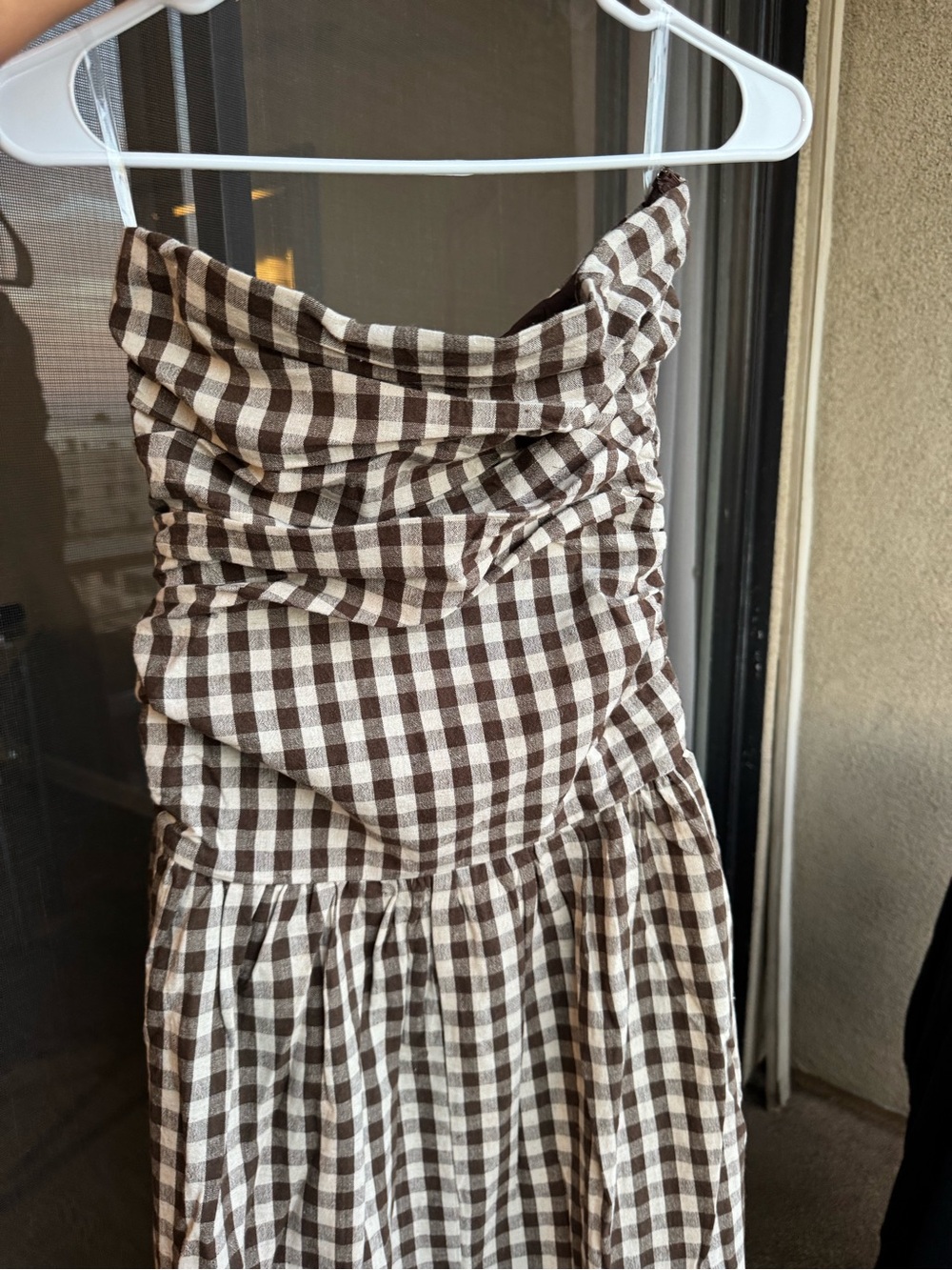 Peppermayo Carmel Maxi Dress Strapless Brown Gingham - Picture 7 of 8